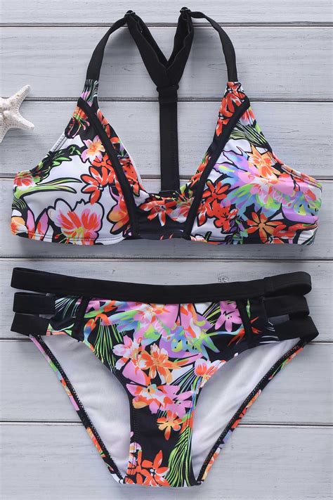 Floral Print Bikini Set .